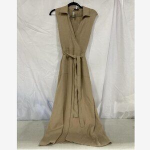 NEW Ever New Lara Wrap Fit and Flare Sleeveless Dress sz 4 beige